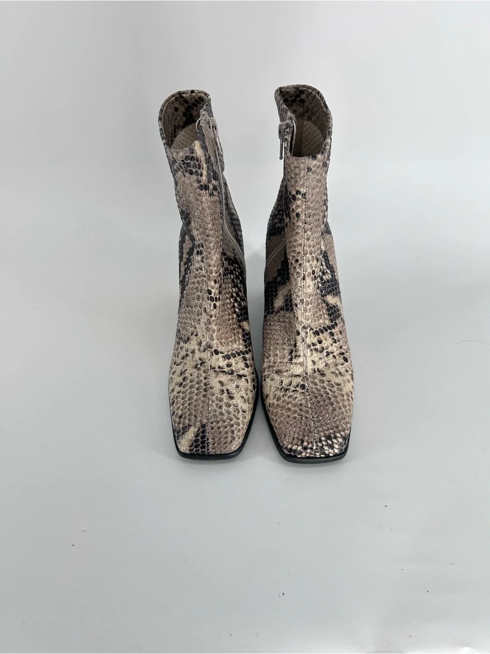 Free People Cecile Snakeskin Block Heel Ankle Boots - UK 37